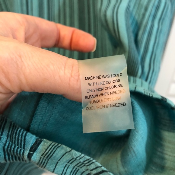 Soft Surroundings Teal Linen Striped Tunic - Picture 6 of 9